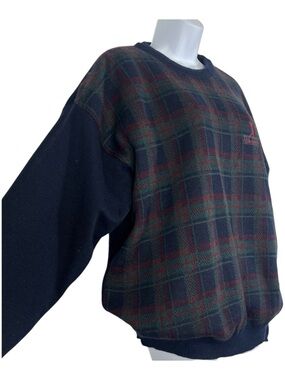 Vintage ProQuip Wind Stopper Plaid Wool Blend Golf Sweater Made in England SzL